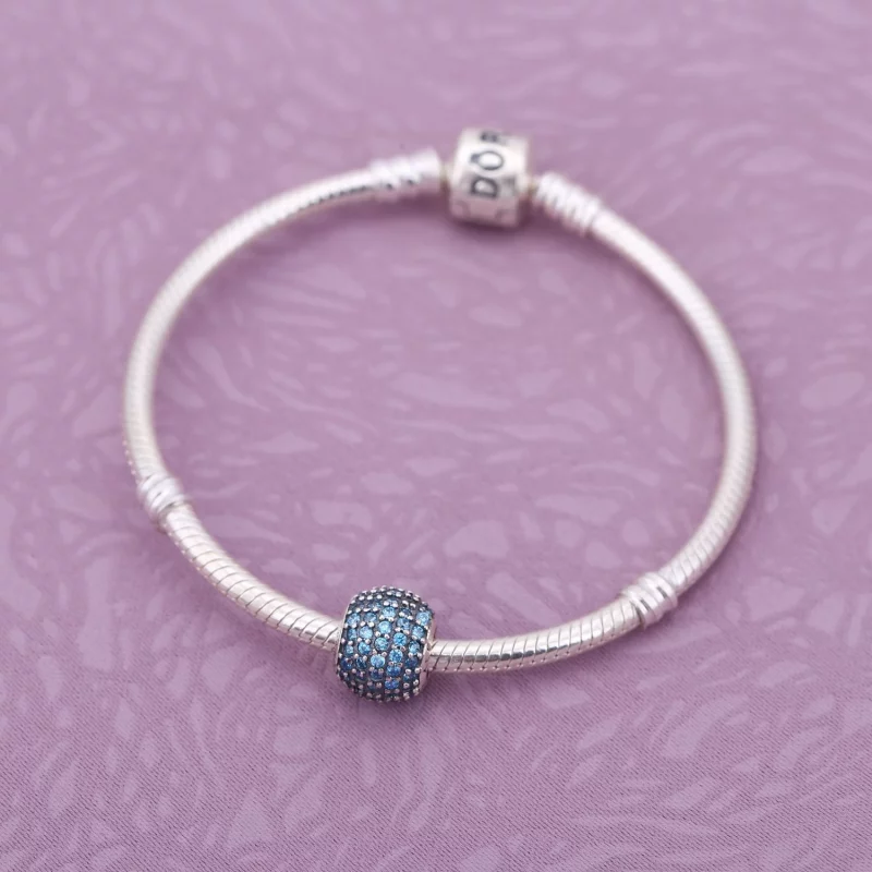 (image pour) PANDORA - Charm Boule Pavée Turquoise - 791051MCZ - Afficher 2