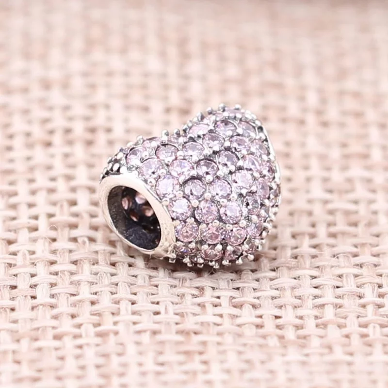 (image pour) PANDORA - Charm Coeur Pavé Rose - 791052PCZ - Afficher 2