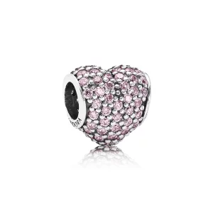 (image pour) PANDORA - Charm Coeur Pavé Rose - 791052PCZ