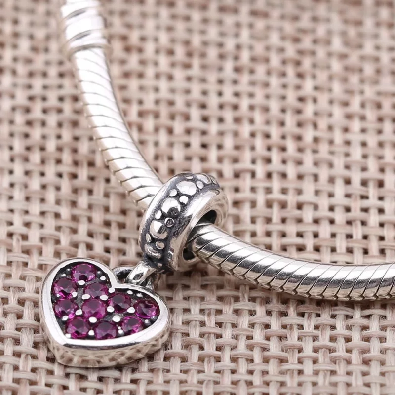 (image pour) PANDORA - Charm Coeur Pavé Rouge 791023CZR - Afficher 2