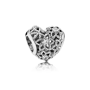 (image pour) PANDORA - Charm Cœur Fleuri - 796264CZ