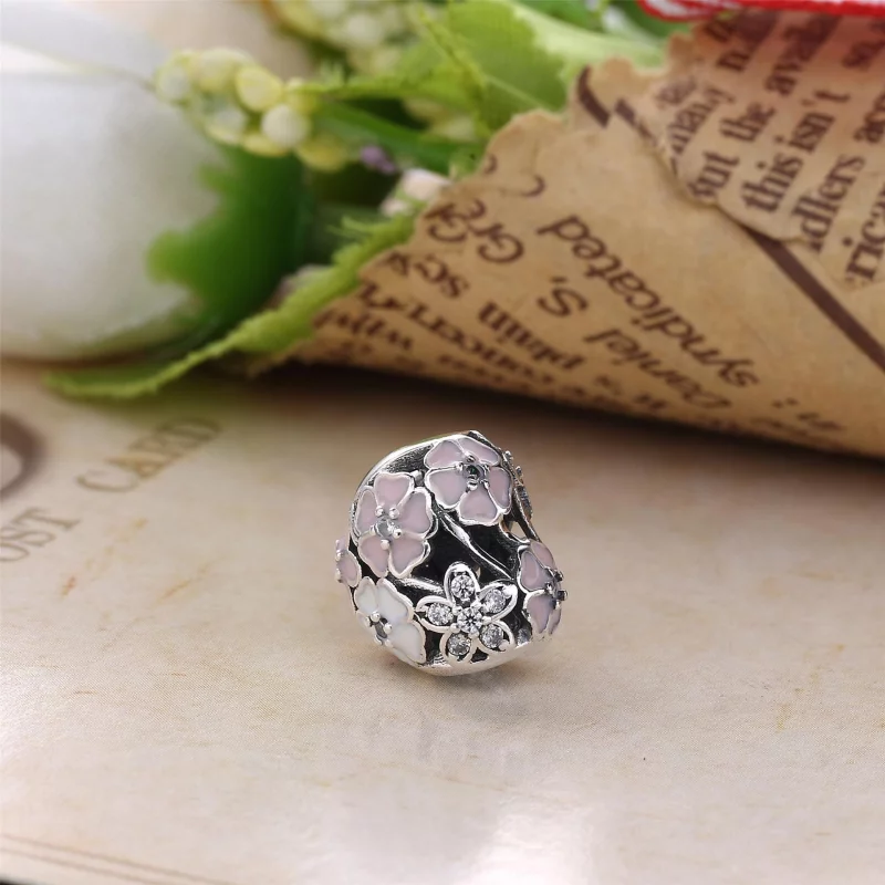 (image pour) PANDORA - Charm Cœur Fleurs Poétiques - 791825ENMX - Afficher 3