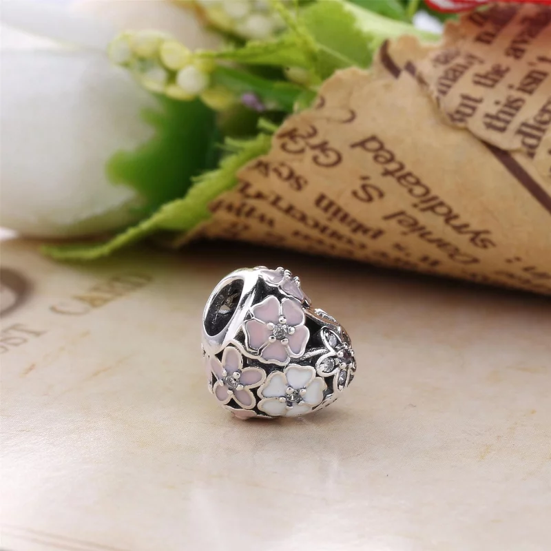 (image pour) PANDORA - Charm Cœur Fleurs Poétiques - 791825ENMX - Afficher 4