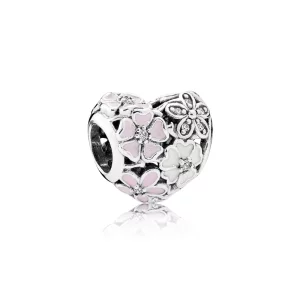 (image pour) PANDORA - Charm Cœur Fleurs Poétiques - 791825ENMX