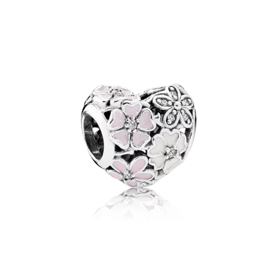 (image pour) PANDORA - Charm Cœur Fleurs Poétiques - 791825ENMX