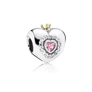 (image pour) PANDORA - Charm Cœur Princesse Rose - 791375PCZ
