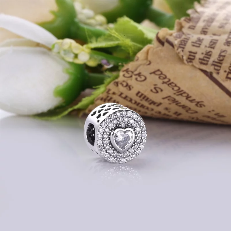 (image pour) PANDORA - Charm Cœur étincelant Rose - PX00190-1 - Afficher 2