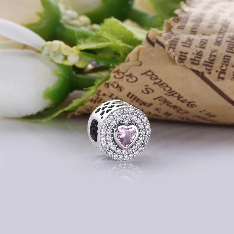 (image pour) PANDORA - Charm Cœur étincelant Rose - PX00190-1 - Afficher 3