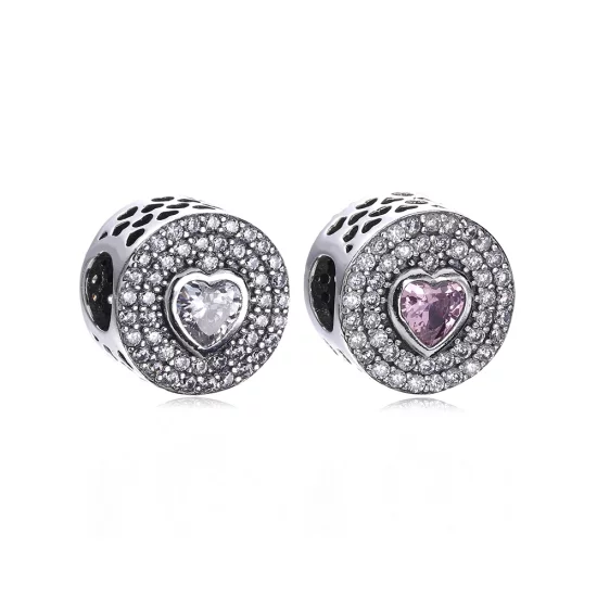 (image pour) PANDORA - Charm Cœur étincelant Rose - PX00190-1