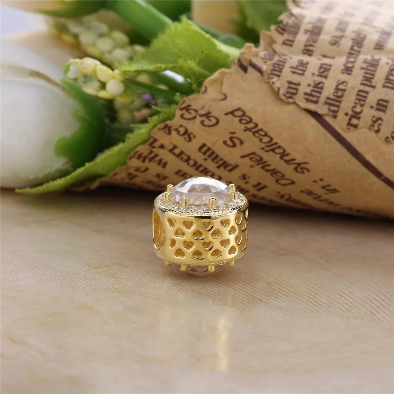 (image pour) PANDORA - Charm Cœurs Lumineux Ajouré Or - 750843CZ - Afficher 3