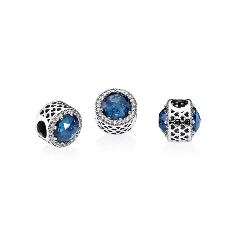 (image pour) PANDORA - Charm Cœurs Lumineux Bleu Horizon Ajouré - 791725NMB - Afficher 4