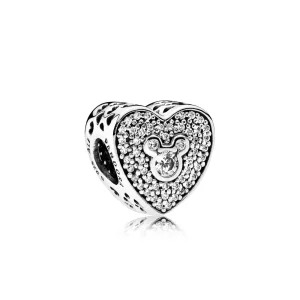 (image pour) PANDORA - Charm Disney, Cœur Scintillant Mickey & Minnie - 792049CZ