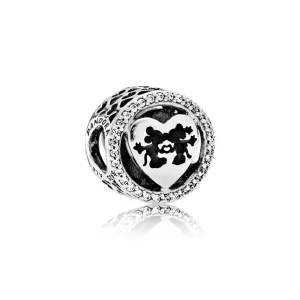 (image pour) PANDORA - Charm Disney, Ic&ocirc;nes d'Amour Mickey & Minnie - 791957CZ