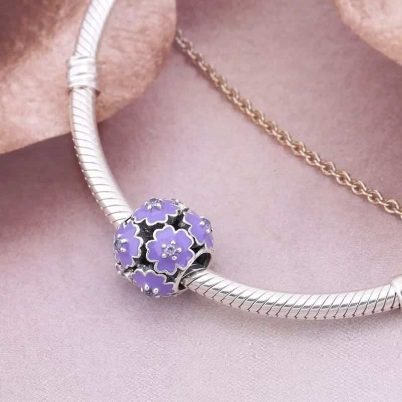 (image pour) PANDORA - Charm Fleur mauve Violet - PD0021-1K - Afficher 4