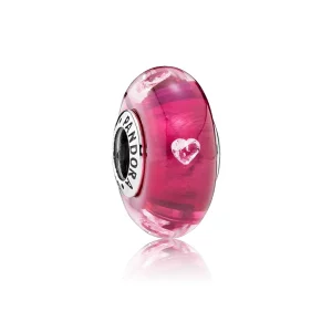 PANDORA - Charm Murano Cœur Cerise - 791664PCZ (image pour) PANDORA - Charm Murano Cœur Cerise - 791664PCZ