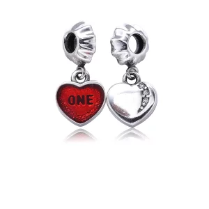 PANDORA - Charm Pendentif Coeur "Un Amour" Rouge - PJ0002-1 (image pour) PANDORA - Charm Pendentif Coeur "Un Amour" Rouge - PJ0002-1