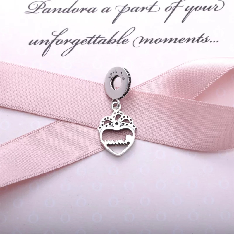 (image pour) PANDORA - Charm Pendentif Cœurs de Princesse Couronnés - 791962cz - Afficher 3