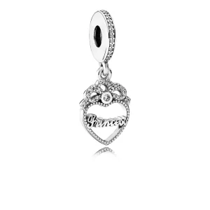 (image pour) PANDORA - Charm Pendentif Cœurs de Princesse Couronnés - 791962cz