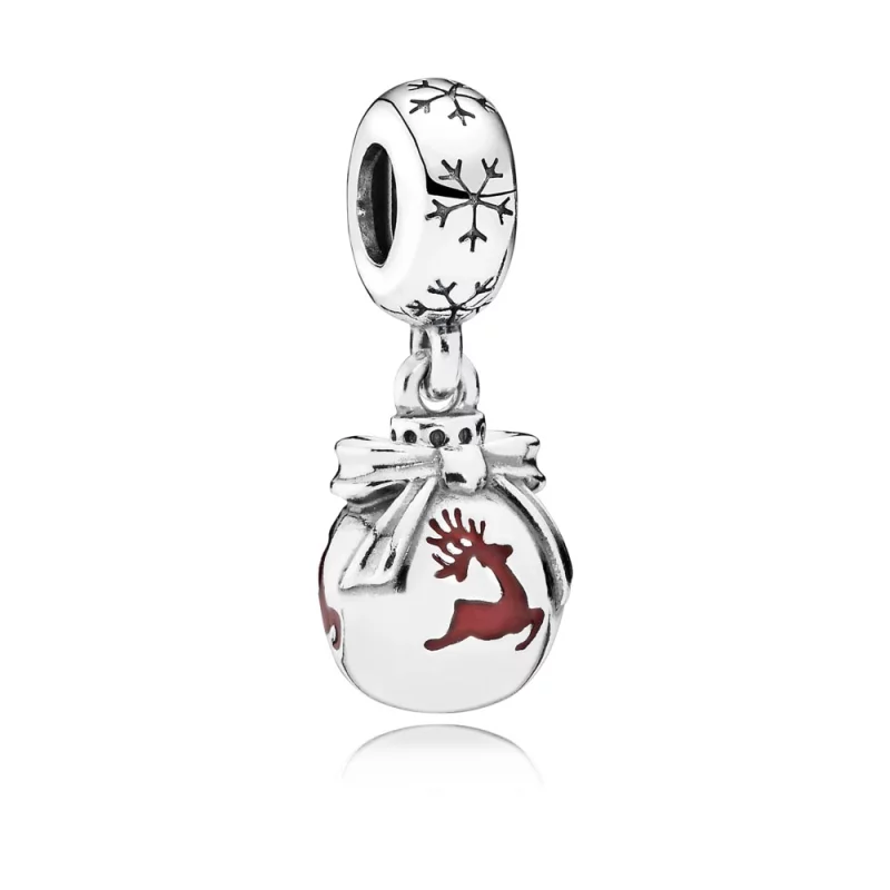(image pour) PANDORA - Charm Pendentif Renne en train de caresser Rouge - 791768EN07