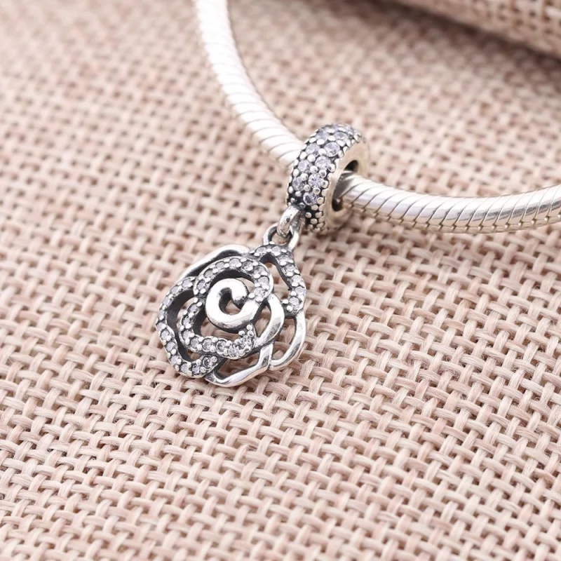 (image pour) PANDORA - Charm Pendentif Rose Scintillante Ajourée - 791526CZ - Afficher 2