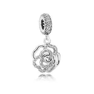 (image pour) PANDORA - Charm Pendentif Rose Scintillante Ajourée - 791526CZ