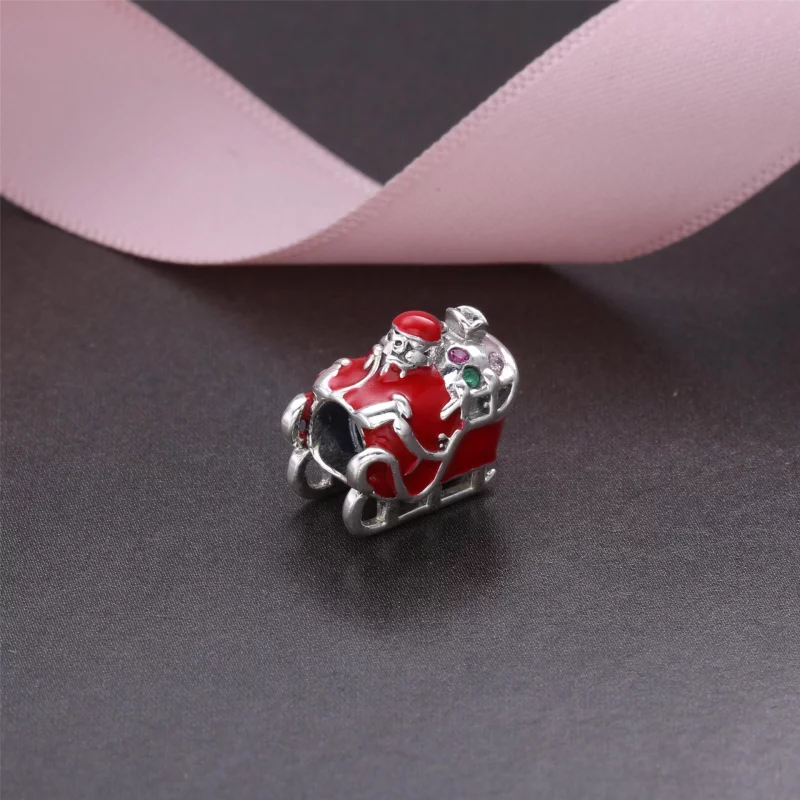 (image pour) PANDORA - Charm Père Noël et traîneaux Rouge - PD0098-1G - Afficher 2