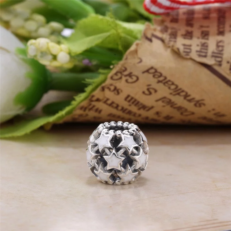 (image pour) PANDORA - Charm Étoiles Openwork Blanc - PD00122-1 - Afficher 3