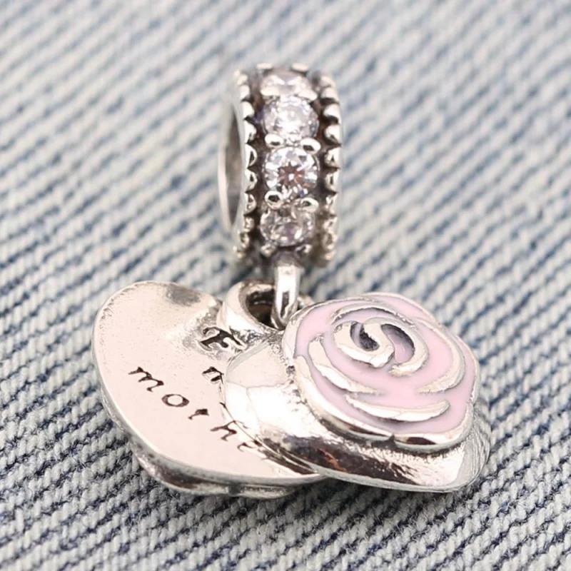 (image pour) PANDORA - Charm Une Rose Pour Une Mère - 791528EN40 - Afficher 2