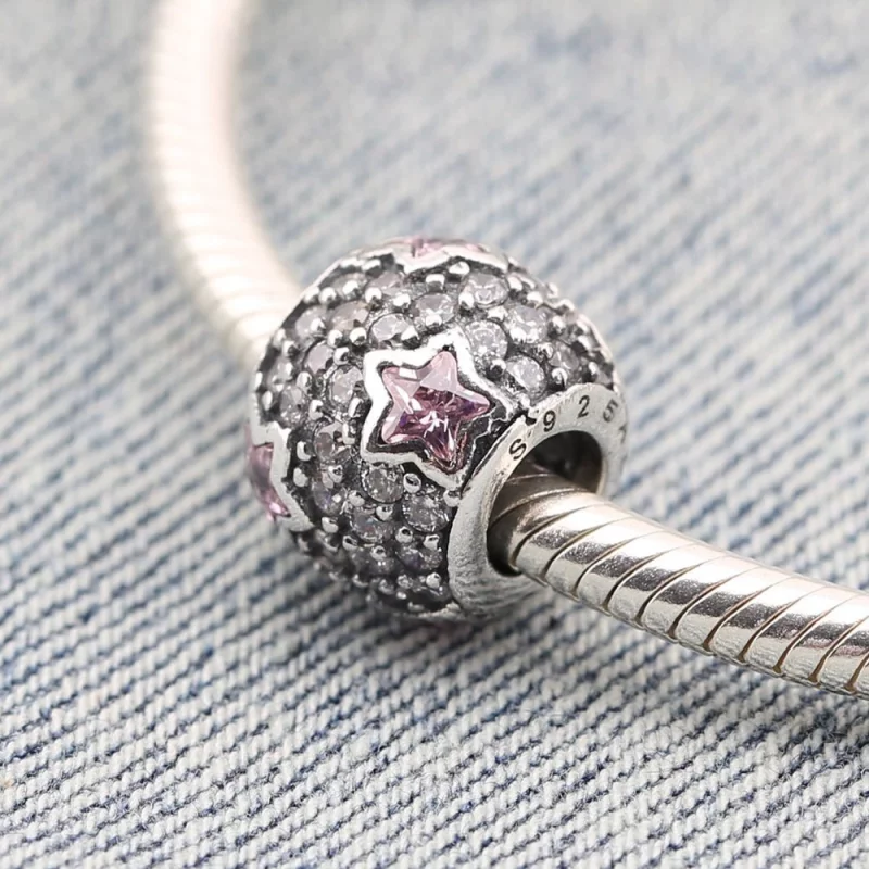 (image pour) PANDORA - Chemin des étoiles, cz rose poudré et rose - 791382PCZ - Charms - Afficher 2