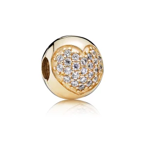 PANDORA - Clip Cœur Pavé Or - 750832CZ (image pour) PANDORA - Clip Cœur Pavé Or - 750832CZ