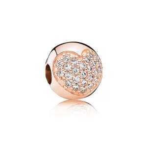 (image pour) PANDORA - Clip Cœur Pavé Rose - 781053CZ