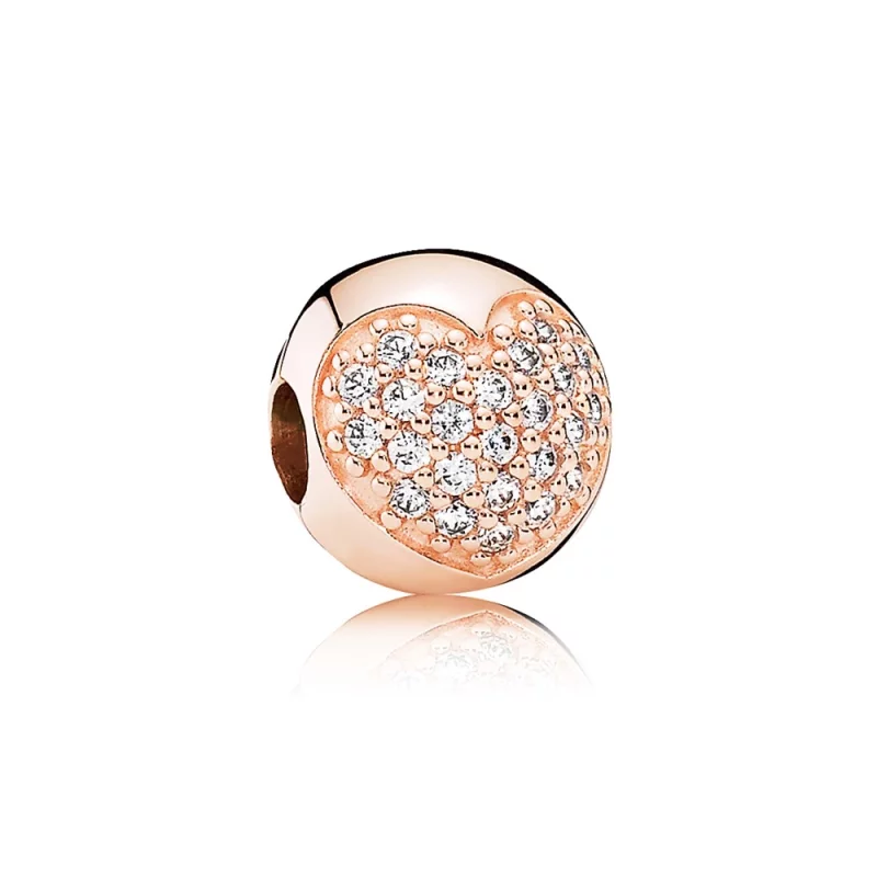 (image pour) PANDORA - Clip Cœur Pavé Rose - 781053CZ