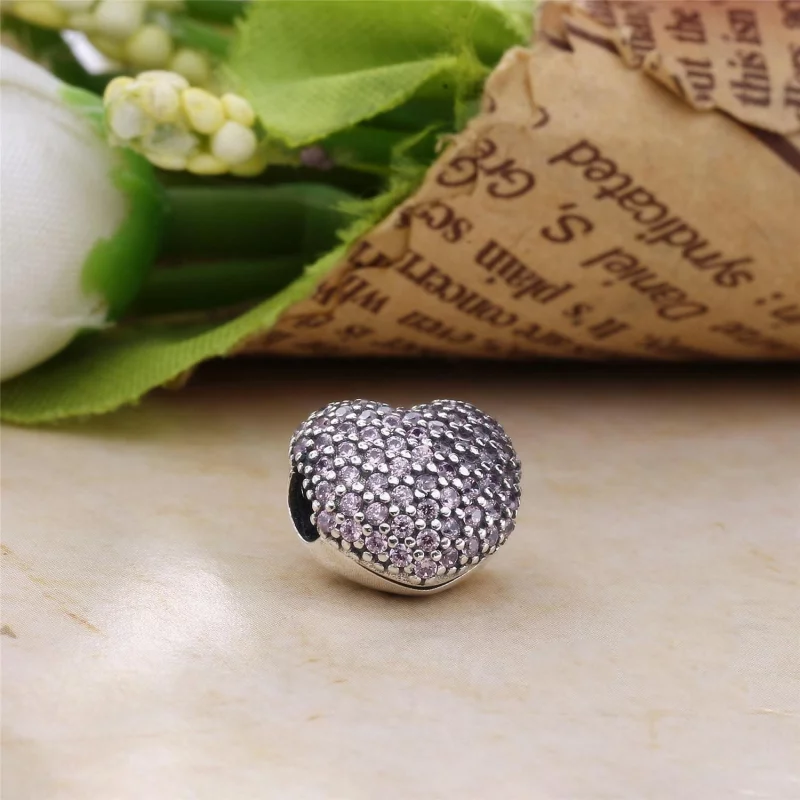 (image pour) PANDORA - Clip Ouvre mon Cœur Pavé Rose - 791427PCZ - Afficher 2