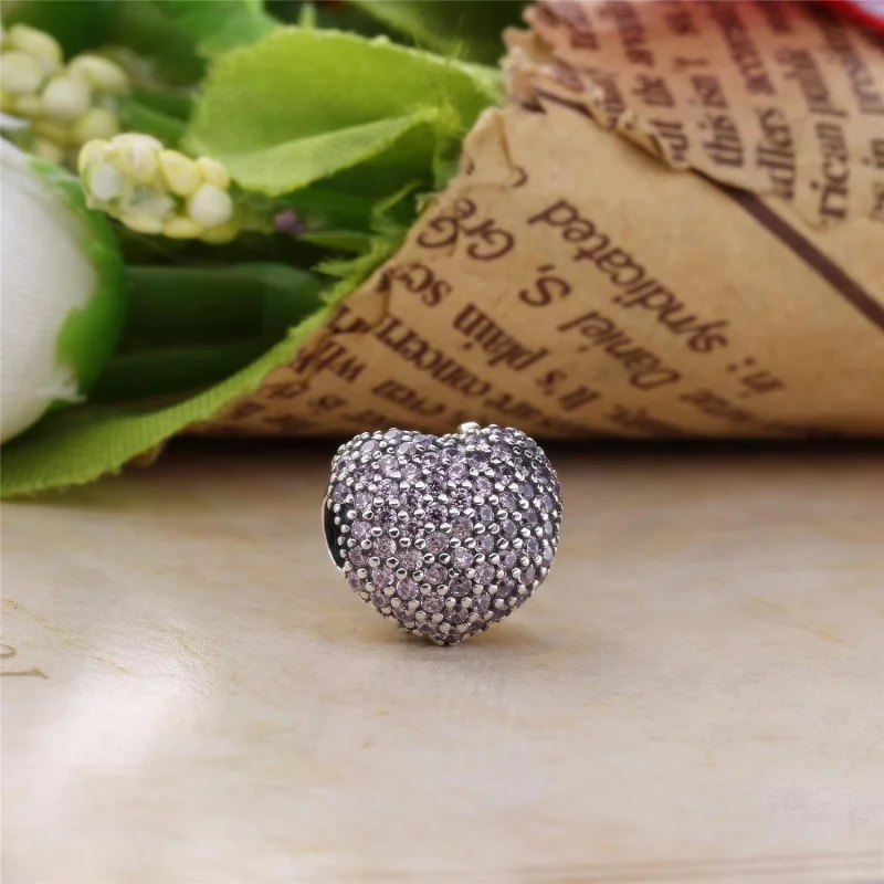 (image pour) PANDORA - Clip Ouvre mon Cœur Pavé Rose - 791427PCZ - Afficher 3