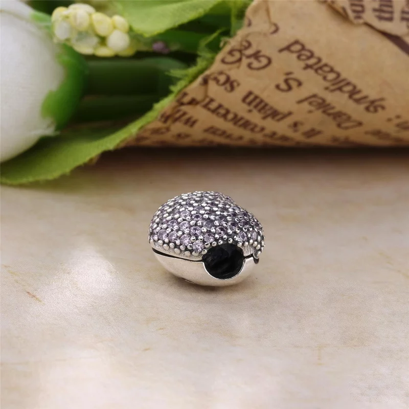 (image pour) PANDORA - Clip Ouvre mon Cœur Pavé Rose - 791427PCZ - Afficher 4