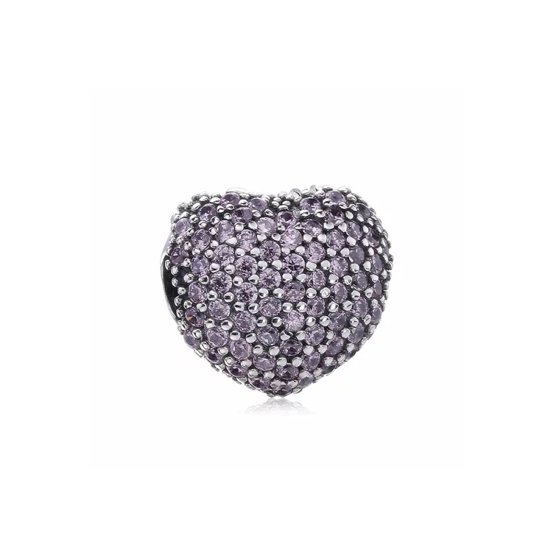 (image pour) PANDORA - Clip Pavé Ouvrir mon cœur Violet - 791427pczA