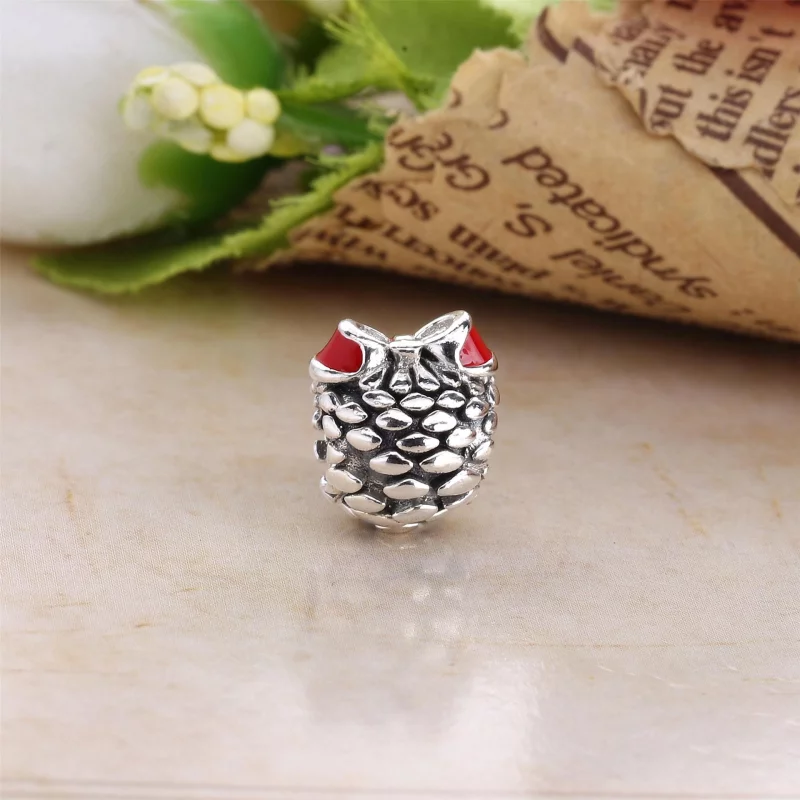 (image pour) PANDORA - Cône de pin, émail rouge foncé - 791237EN39 - Charms - Afficher 3