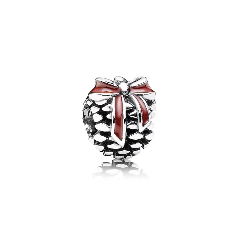 (image pour) PANDORA - Cône de pin, émail rouge foncé - 791237EN39 - Charms