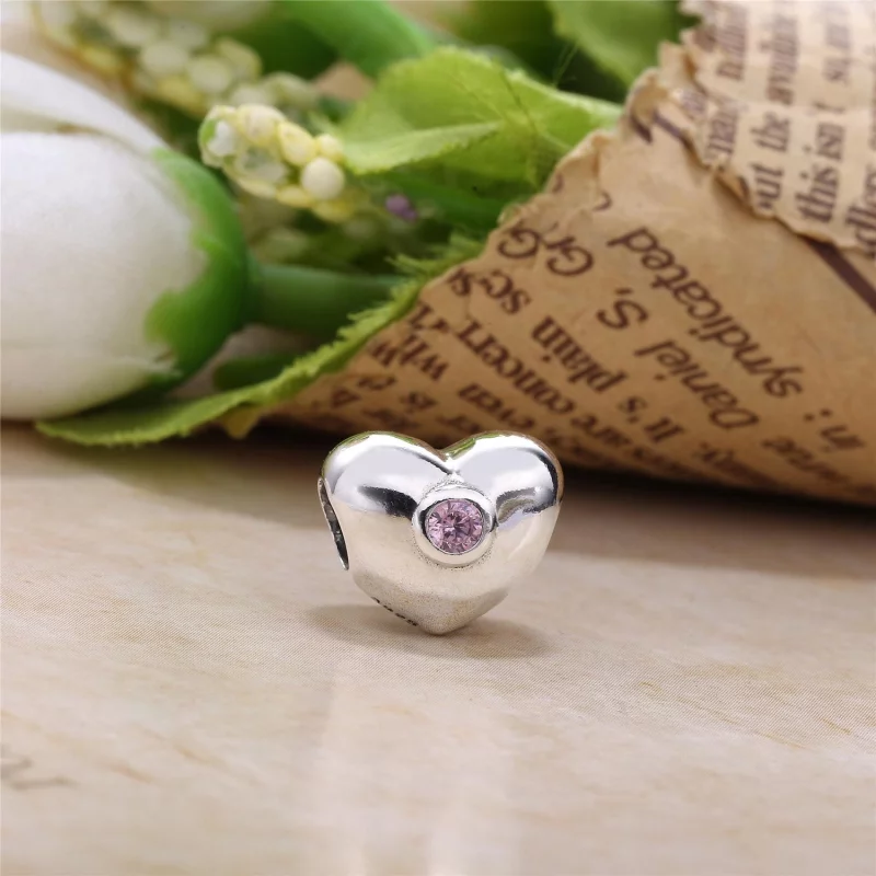 (image pour) PANDORA - Cœur, cz rose poudré - 790134PCZ - Charms - Afficher 2