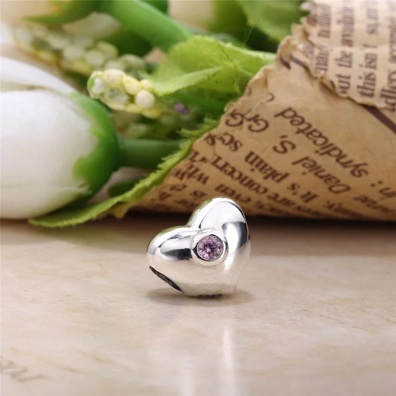 (image pour) PANDORA - Cœur, cz rose poudré - 790134PCZ - Charms - Afficher 3