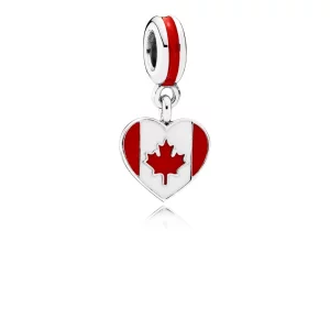 (image pour) PANDORA - Cœur du Canada, émail rouge et blanc - 791954ENMX - Charms