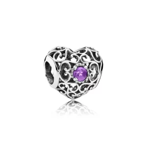 (image pour) PANDORA - Cœur Signature Améthyste - 791784SAM
