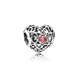 PANDORA - Cœur Signature Grenat - 791784GR (image pour) PANDORA - Cœur Signature Grenat - 791784GR