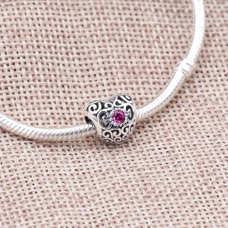 (image pour) PANDORA - Cœur Signature Rubis Rouge - 791784SRU - Afficher 2