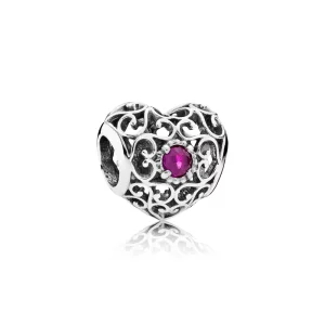 (image pour) PANDORA - Cœur Signature Rubis Rouge - 791784SRU