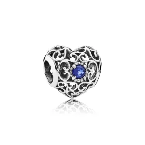 (image pour) PANDORA - Cœur Signature Saphir Bleu - 791784SSA