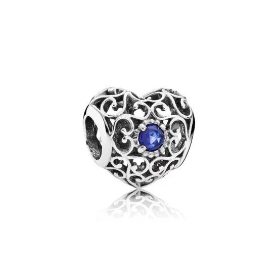 (image pour) PANDORA - Cœur Signature Saphir Bleu - 791784SSA