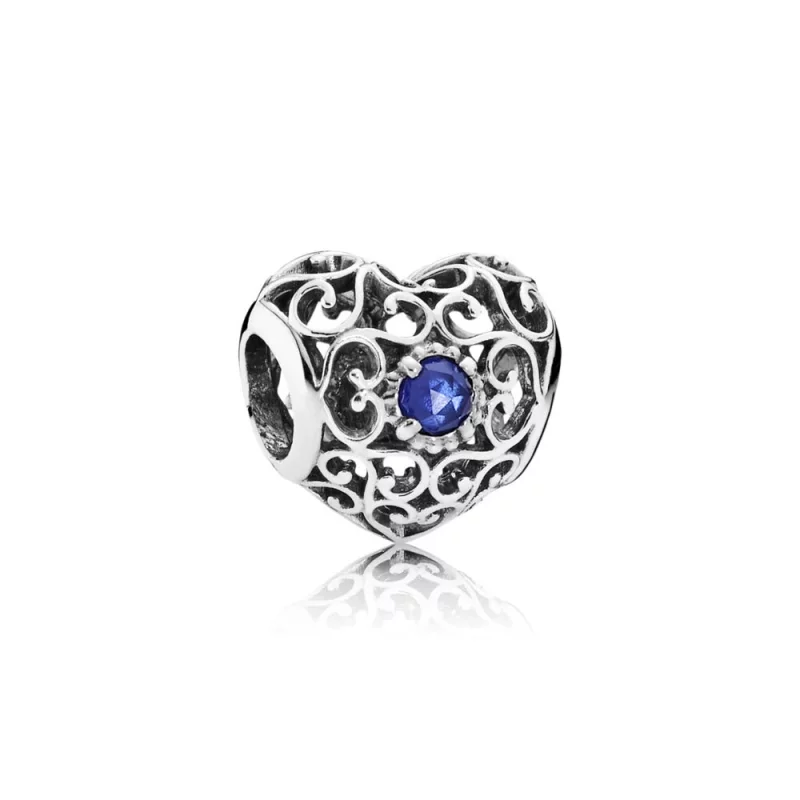 (image pour) PANDORA - Cœur Signature Saphir Bleu - 791784SSA