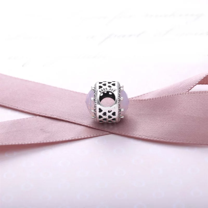 (image pour) PANDORA - Cœurs Lumineux Rose Opalescent Ajouré - 791725NOP - Afficher 3