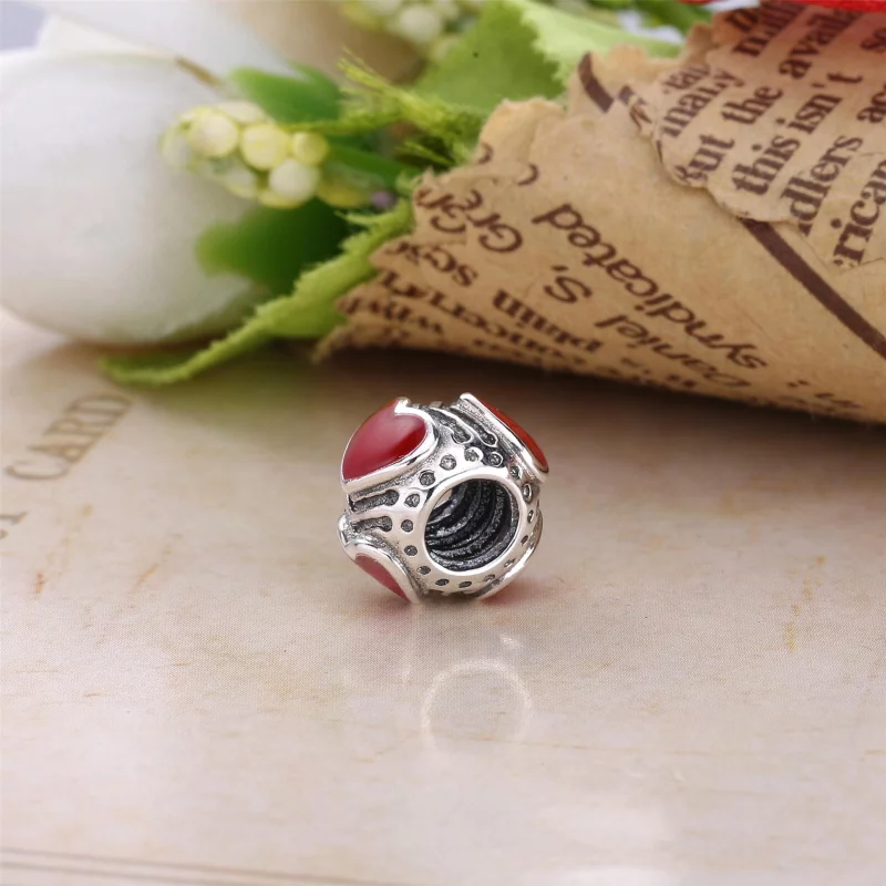 (image pour) PANDORA - Cœurs, émail rose nacré - 790591EN28 - Charms - Afficher 3
